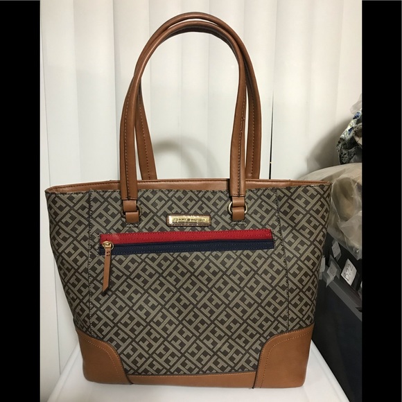 TOMMY HILFIGER Dark Chocolate monogram tote - Picture 1 of 8